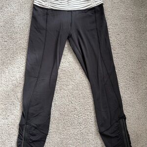 lululemon Black Run Leggings with Zipper Detail